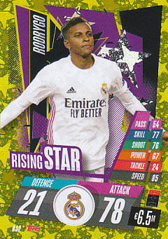 Rodrygo Real Madrid 2020/21 Topps Match Attax CL Rising Stars #RS02